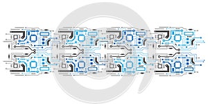 Microcircuits and a Processor .Technologies of the future - vector .Technical drawing - engineering.